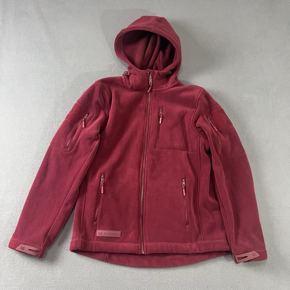Baerskin Jacket Womens Size Medium Red Tactical Fleece Hooded Full Zip